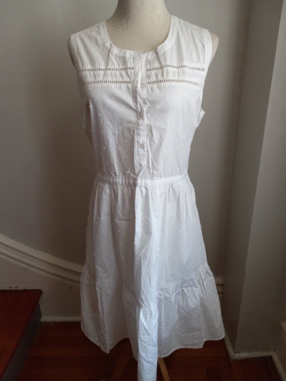 OLD NAVY WHITE COTTON SLEEVELESS DRESS NWT L